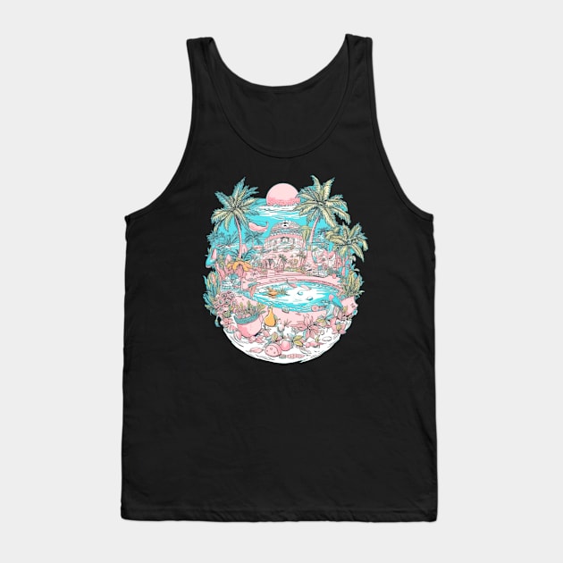 Sizzling Coastal Haven Tank Top by Marco Massano Art